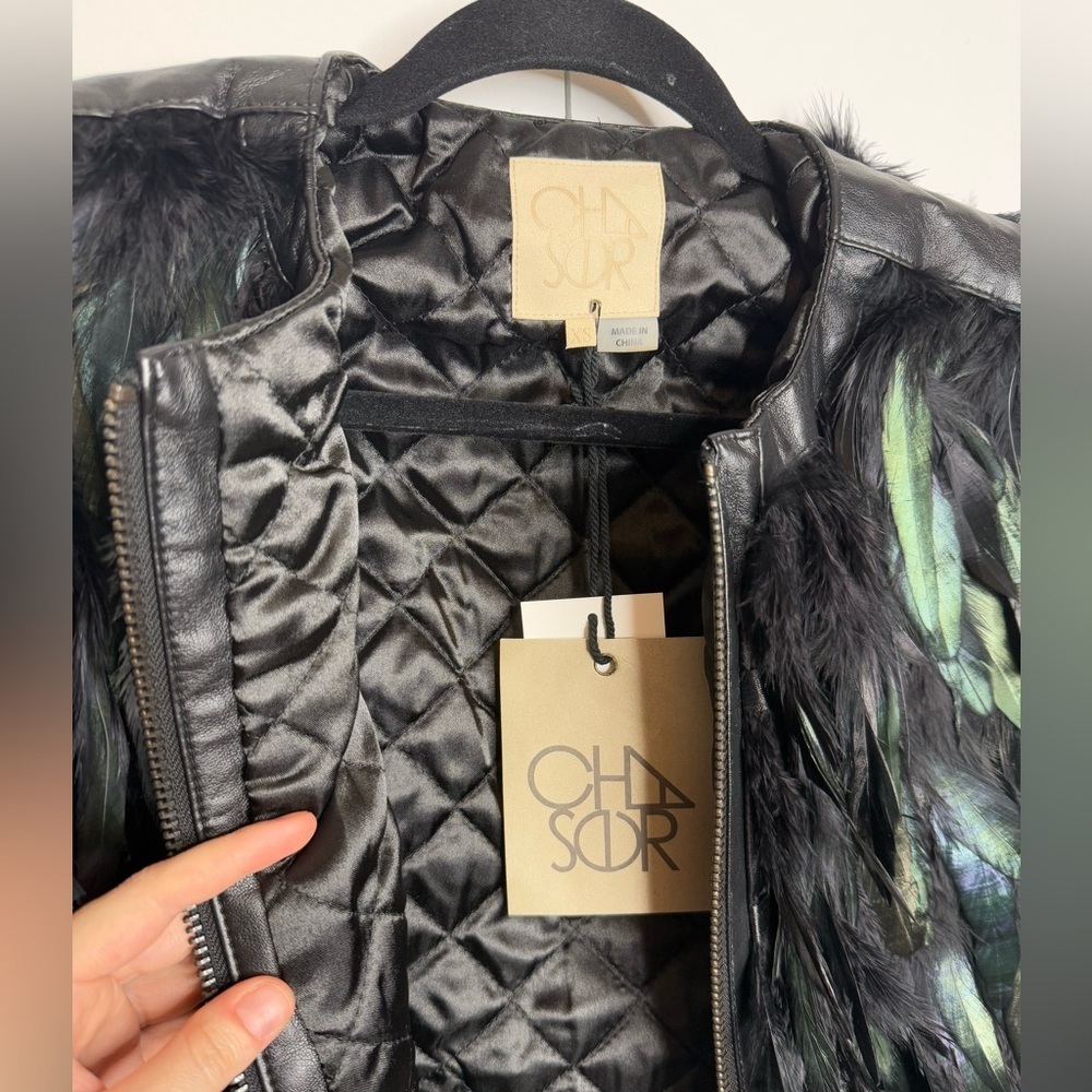 Chaser - Real Feather Jacket- Black & Iridescent - XS NWT - Picture 4 of 7